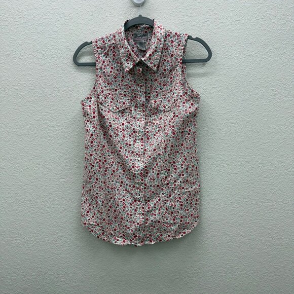 Wrangler Wrancher Floral Pearl Snap Sleeveless Collared Shirt Womens size Small - Picture 1 of 8